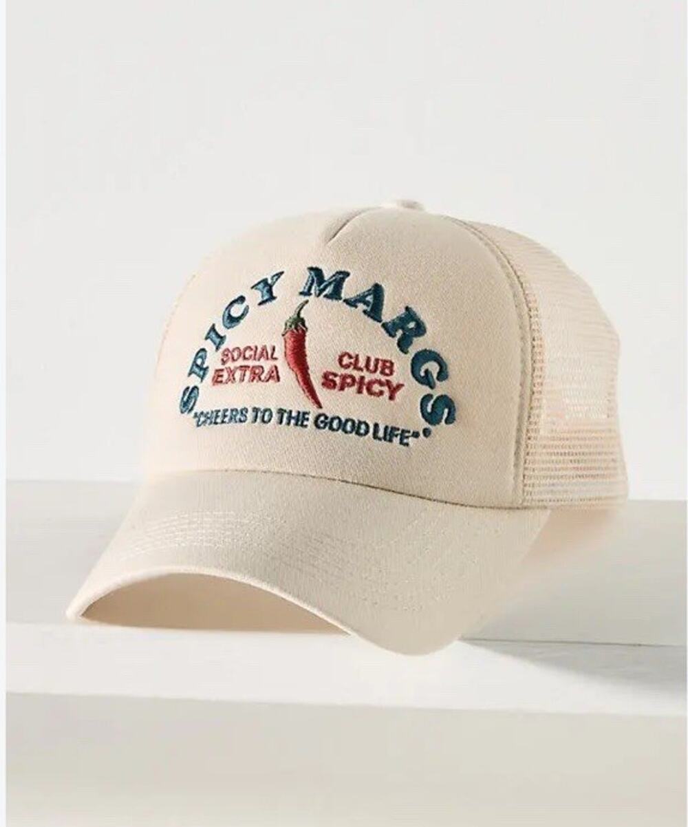 NEW Anthropologie Worn / West Spicy Margs Trucker Hat Beige Ribbed Mesh Back